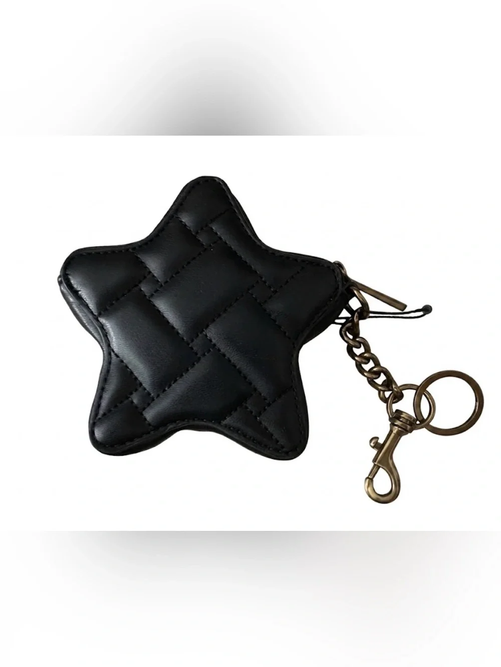 Kurt Geiger London Kensington Star Bag Charm Coin Purse Quilted Black
